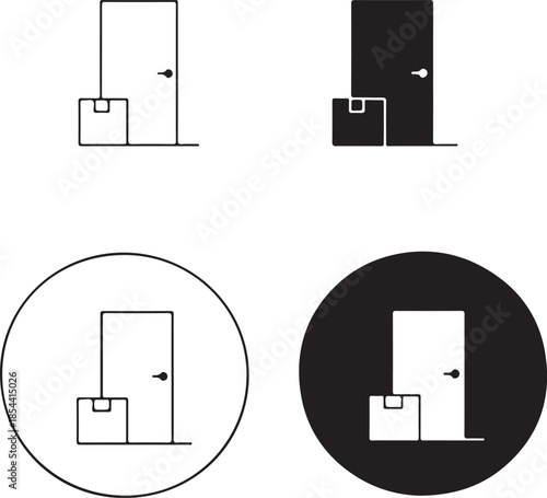 Simple door icon variations in different backgrounds isolated on white background