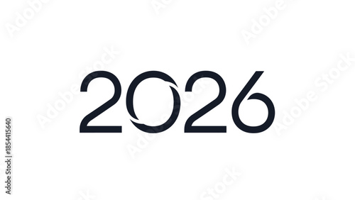 Modern minimalist typography for the year 2026 on a clean white background