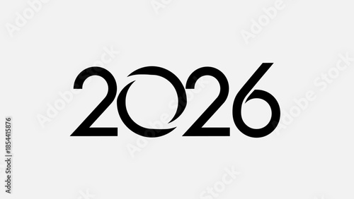 modern stylized logo design year 2026 isolated on white background