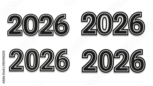 Multiple instances of the year 2026 displayed in black and white font
