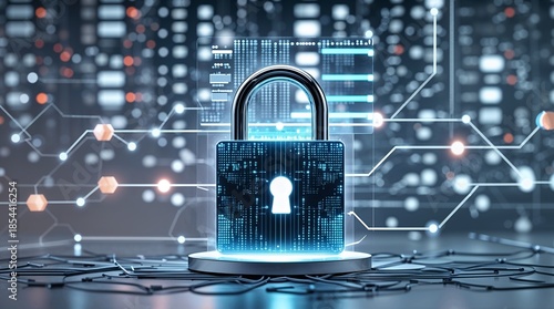 Digital Cybersecurity Concept with Secure Data Lock and Network Technology