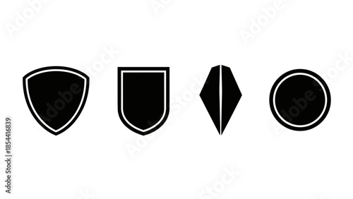 Set of Diverse Emblem and Badge Shapes Vector Icons for Graphic Design