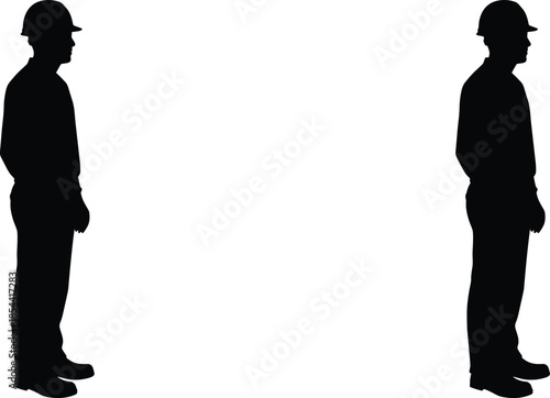 Silhouette workers, construction teamwork, safety helmet, industrial labor, workplace safety, engineering staff, building industry, teamwork concept, occupational safety, construction site