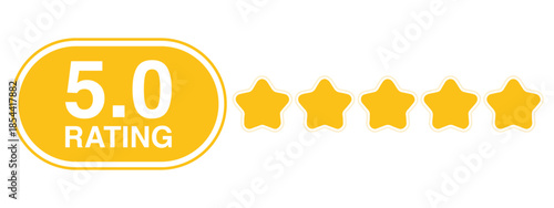 5 Star Rating Icon – Yellow Customer Review Symbol for Product or Service Feedback, App, and Website UI Design – Vector Illustration