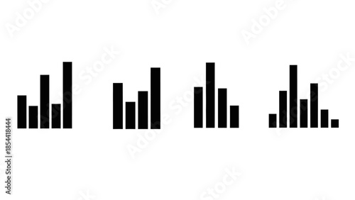 Simple Bar Graph Icons Representing Data Analysis and Business Growth