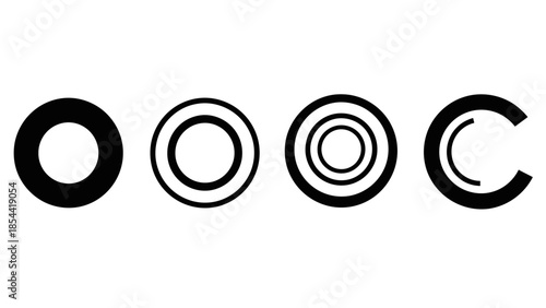 Simple Geometric Shapes Concentric Circles and Abstract C Graphic Design Elements