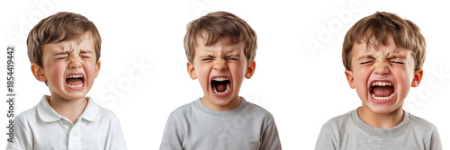 Child Screaming with Eyes Closed Showing Anger or Tantrum Expression isolated on transparent background png