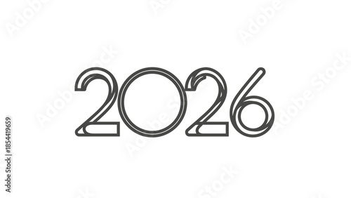 Stylish futuristic typography art of the year 2026 displayed in bold outline