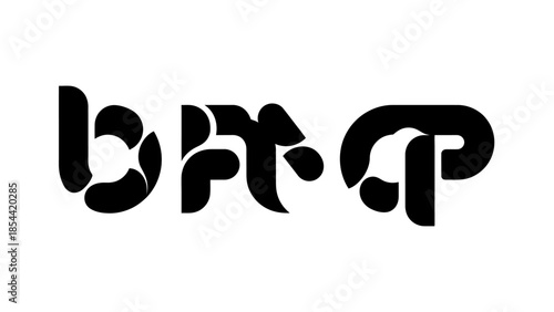 stylized black letters b r a p against a clean white background minimal design