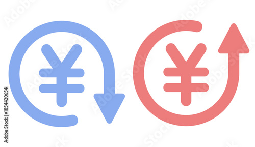 日本円マークと矢印のアイコンセット