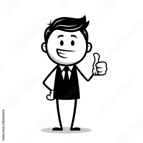 Cartoon businessman giving a thumbs up gesture with a smile.