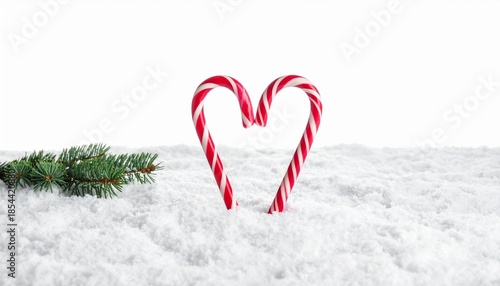 Wallpaper Mural Festive Candy Canes Forming a Heart Shape in a Snowy Landscape with Evergreen. Torontodigital.ca
