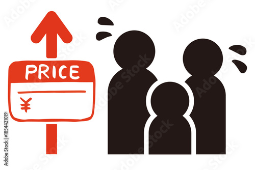 Rising Prices and Family Vector Illustration – Inflation and Household Budget Concept