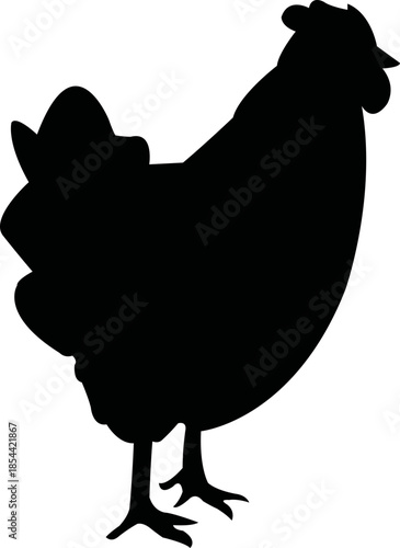 Farm Hen Bird Silhouette - Vector Graphic