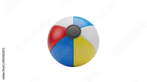 Free Download 3D Classic Beach Ball with Red, Blue, Yellow, and White Panels on transparent background - GFXLoad