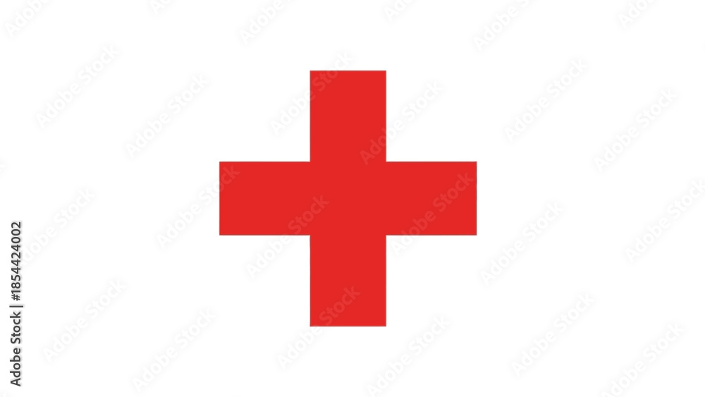 Fototapeta premium Red Cross symbol on a plain white background