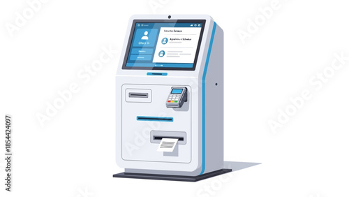 Modern self-service kiosk with touchscreen and card payment system