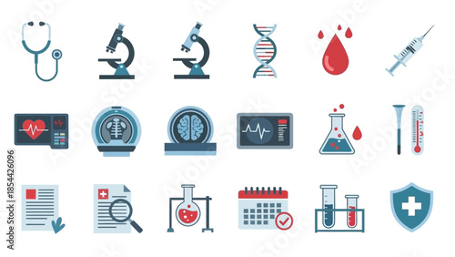 Medical and Laboratory Equipment Icons Set for Healthcare Design