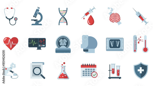 Medical and Laboratory Icons Set with Healthcare Symbols
