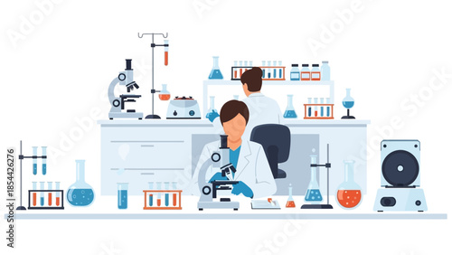 Scientists conducting research in a modern laboratory setting