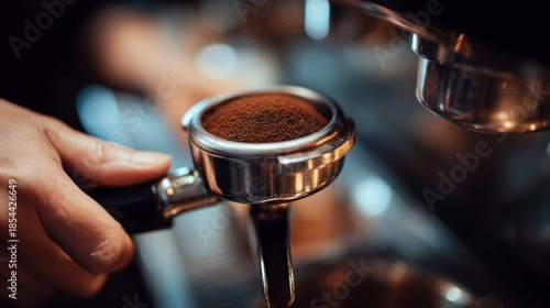 Coffee preparation process closeup