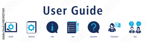User Guide banner with icons of Guide, Manual, Info, List, Question, Translator and Faq.