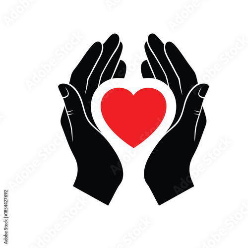 Hands Protecting Heart Silhouette