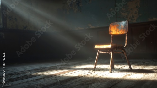 Empty chair in sunlight