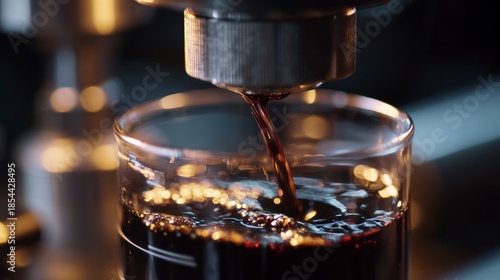 Espresso pouring into glass