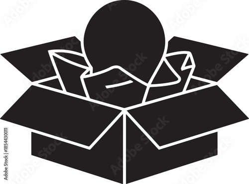 Box is Full of Crumpled Paper Representing Problem Solving on Transparent Background Vector