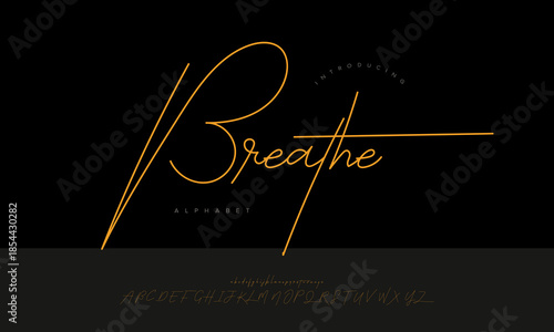 Breathe Luxury Monoline Signature Script Font Alphabet Vector For Branding And Photography Logo