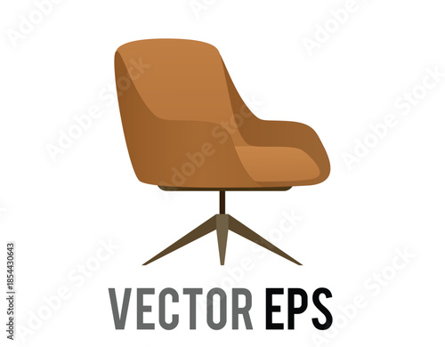 Modern brown swivel armchair with a sleek, minimalist design and a star-shaped base