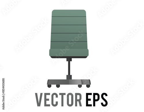 Modern green office chair with a sleek, ergonomic design and rolling casters