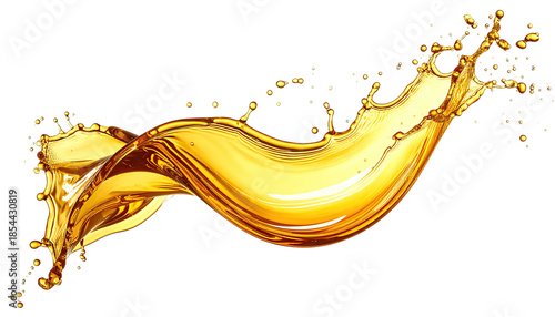 A dynamic splash of golden liquid against a stark black background