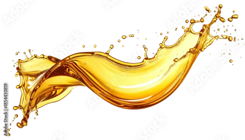 Panel kuchenny z motywem A dynamic splash of golden liquid against a stark black background