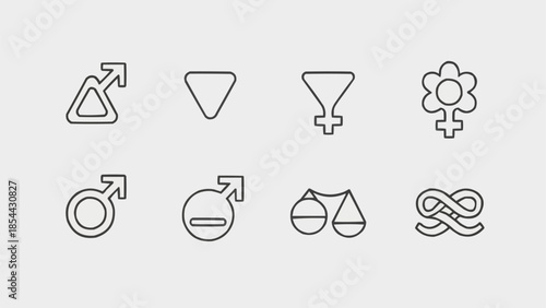 Collection of gender and zodiac symbols in outline style.