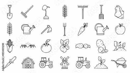 Collection of Farming and Agriculture Icons and Symbols.