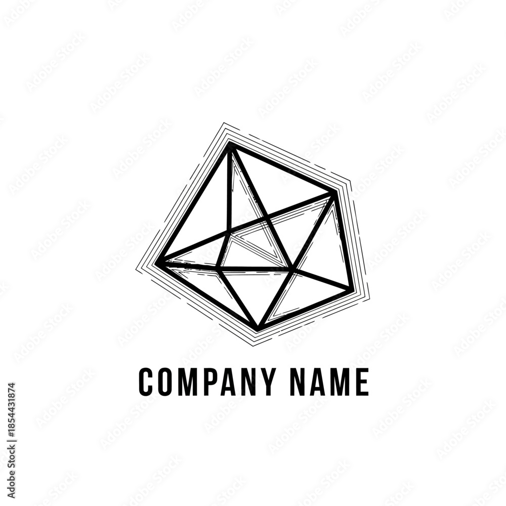 Fototapeta premium Abstract geometric polyhedron logo design element modern minimalist.