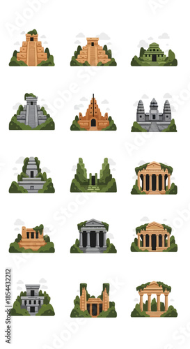Collection of ancient architectural landmarks and historical world heritage sites.