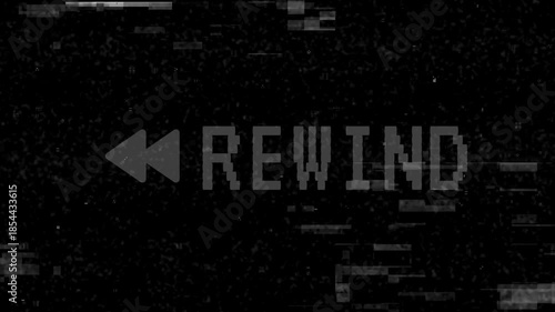 Word rewind symbols with arrows and static for website design, video editing, social media posts, presentations, or articles on technology.