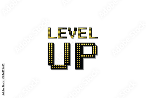 LEVEL UP icon. pixel art. 8 bit game. retro game on white background.