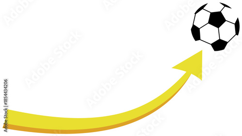 Curved Soccer Ball Trajectory Illustration. Editable Color Vector