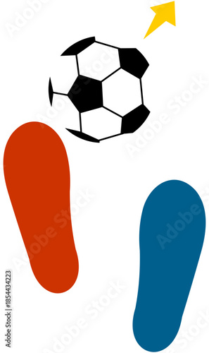 Foot Dribble Step 1, Soccer Path Illustration. Editable Color Vector