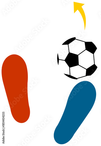 Foot Dribble Step 2, Soccer Path Illustration. Editable Color Vector