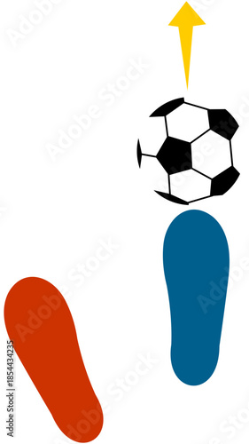 Foot Dribble Step 3, Soccer Path Illustration. Editable Color Vector