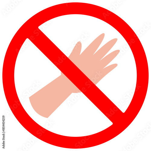 No Hand Touch Prohibited Symbol Illustration. Editable Color Vector