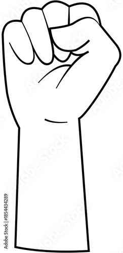 Clenched Fist Line Art Illustration. Editable Color Vector
