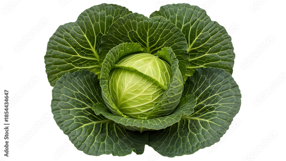 Obraz premium Green cabbage isolated on transparent background