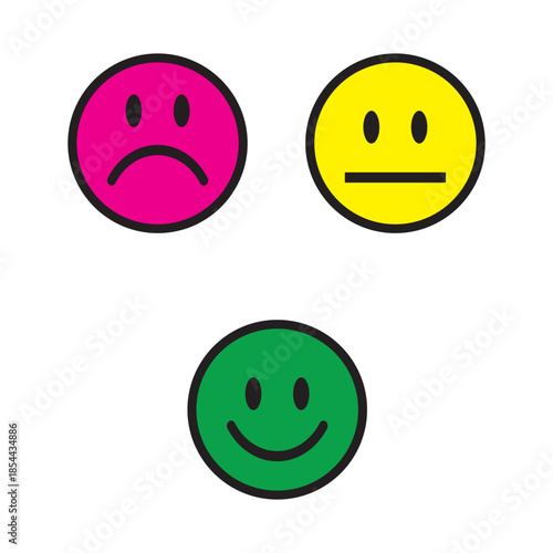 high quality round vector, face icon, sad smile angry