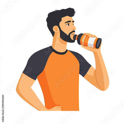 Man Hydrating with Water Bottle After Workout.